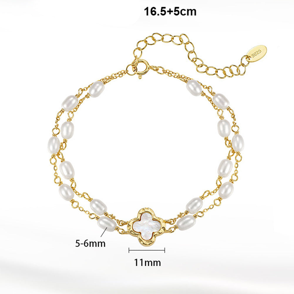 Pulsera de perlas de plata de ley 925, joyería de moda, regalo para mujeres y niñas.