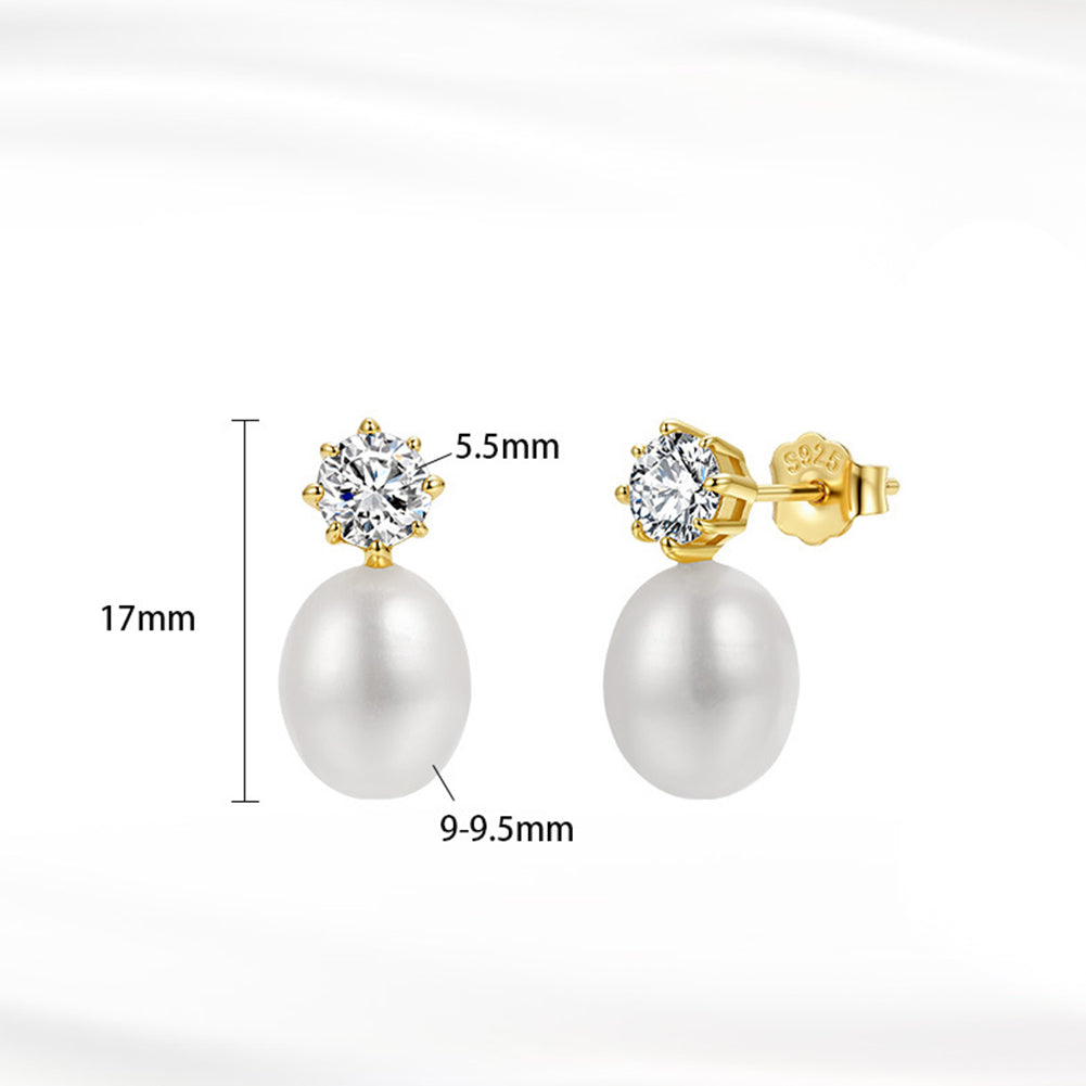 Pendientes de aro con perla natural en plata de ley 925, joyería de moda, regalo para mujeres y niñas.
