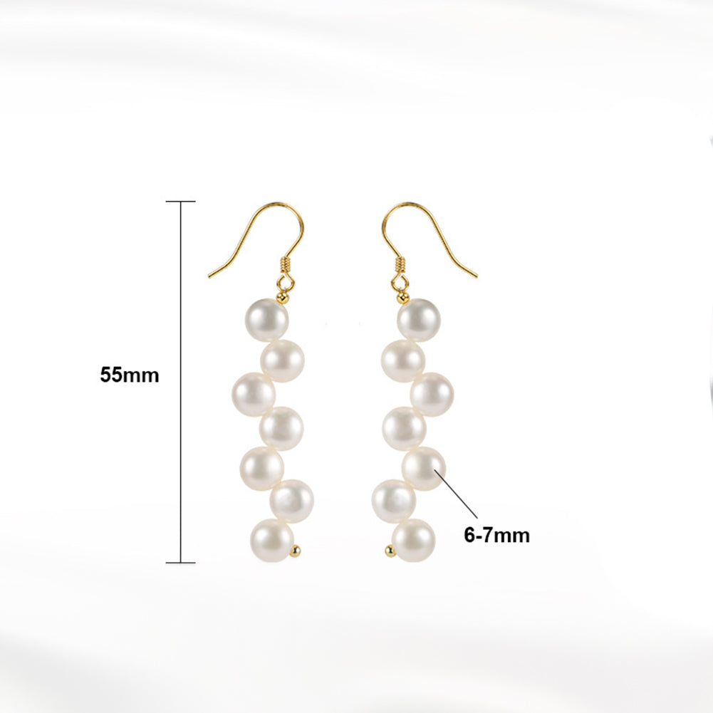 Pendientes de aro con perla natural en plata de ley 925, joyería de moda, regalo para mujeres y niñas.