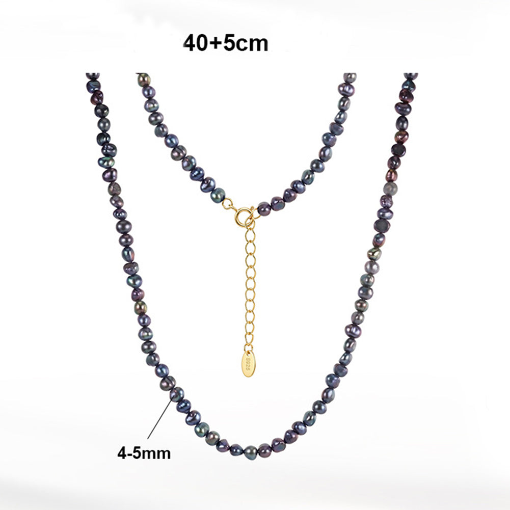 Dark Peacock Iridescent Baroque Freshwater Pearl Choker, Multicolor Dark Hued Organic Pearls Gold Plated Adjustable Chain
