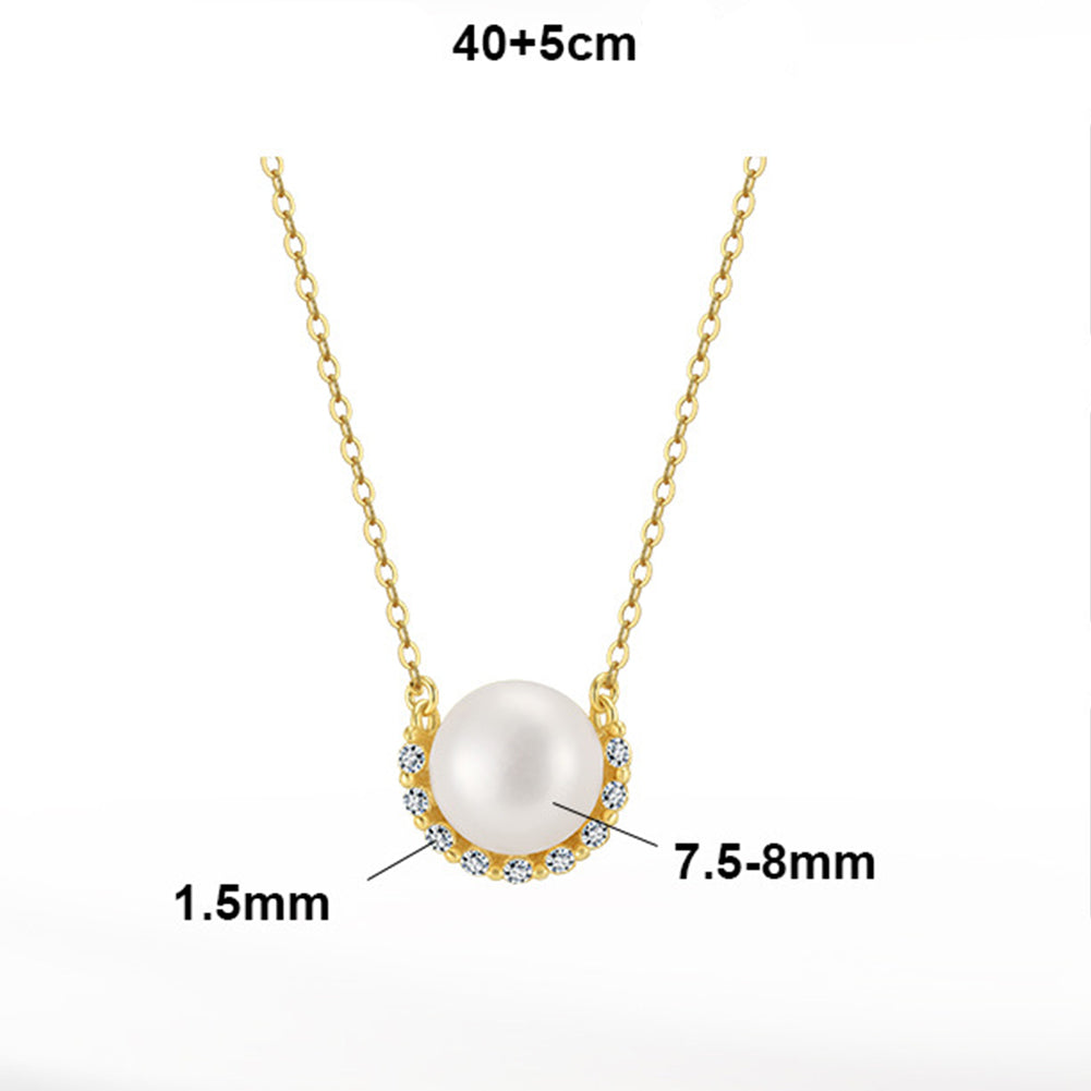Single Large Round Lustrous Freshwater Pearl Pendant Necklace, Pale Pink Pearl with Halo Cubic Zirconia S925 Silver Cable Chain