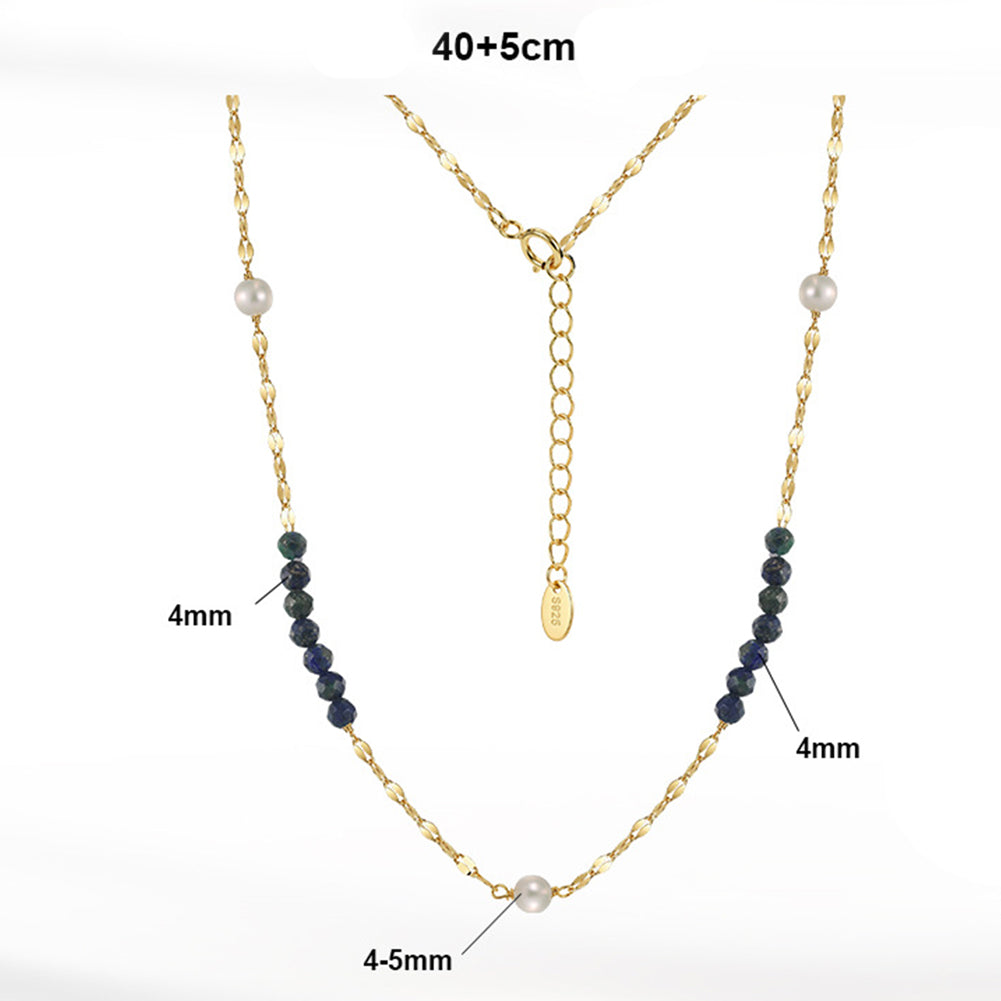 GPN26Full Strand Gold Rice Pearl Necklace, Glossy Elongated Freshwater Rice Pearls Beaded Chain with Adjustable Extender
