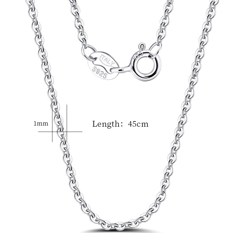 Silver Stainless Steel Rolo Chain Necklace, 1mm Thin Round Cable Link 45cm Adjustable Plain Chain