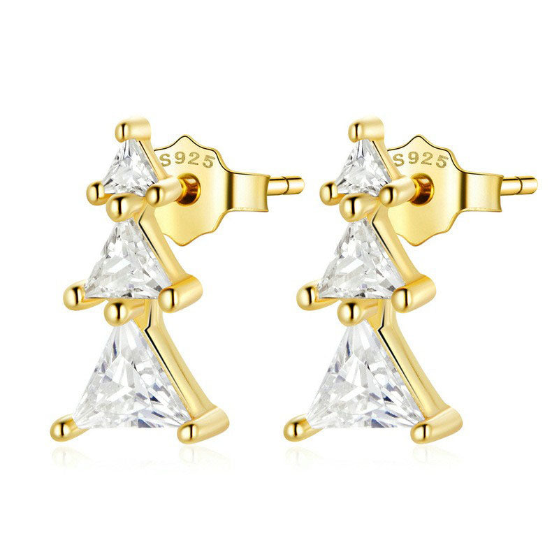 925 Sterling Silver Christmas Tree Fashion Earrings