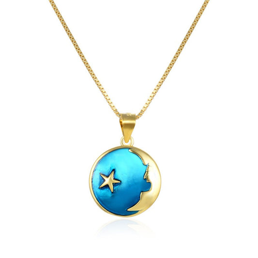 925 Sterling Silver Moon and Star Necklace