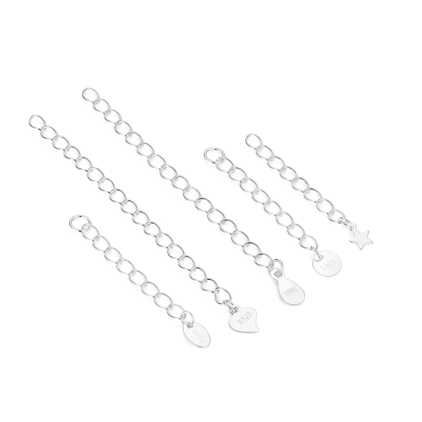 925 Sterling Silver Adjustable Extension Chain 3mm 5mm For Jewelry DIY