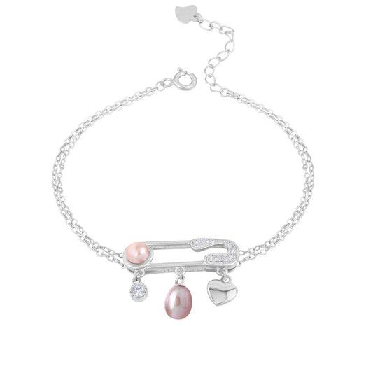 925 Sterling Silver Pearl Fashion Bracelet