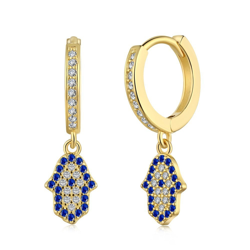 925 Sterling Silver Hamsa Hoop Fashion Earrings