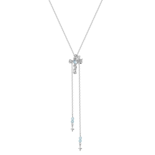 925 Sterling Silver Zircon Cross Pendant Necklace