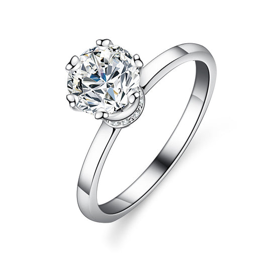 925 Sterling Silver Elegant  Zircon Fashion Engagement Ring