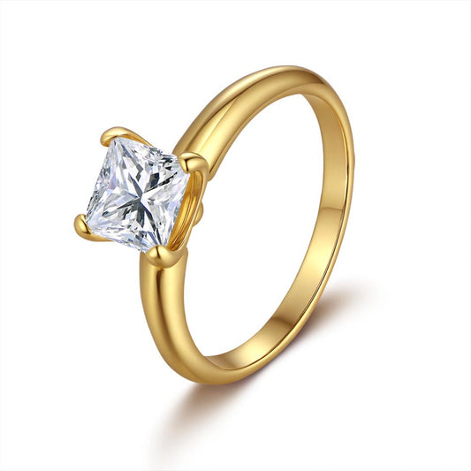 925 Sterling Silver Elegant Gold Plated Zircon Fashion Ring