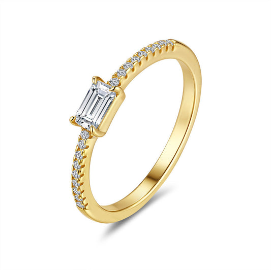 925 Sterling Silver Elegant Gold Plated Zircon Fashion Ring