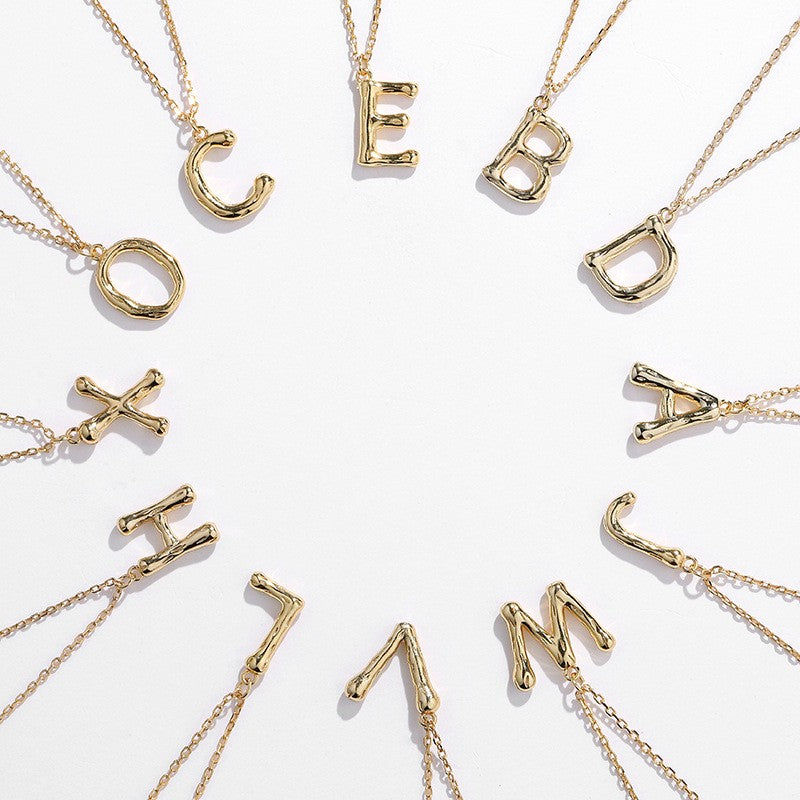 925 Sterling Silver Letter A-Z Initial Pendant Necklace