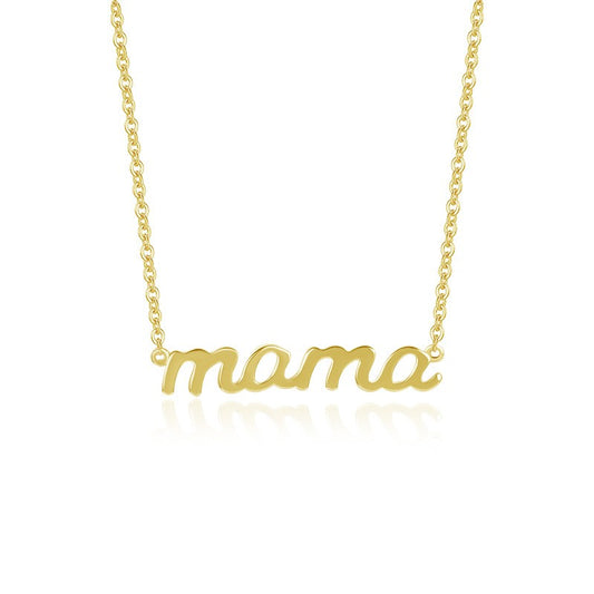 925 Sterling Silver MAMA Initial Pendant Necklace