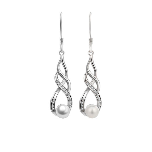 925 Sterling Silver Pearl Huggie Earrings