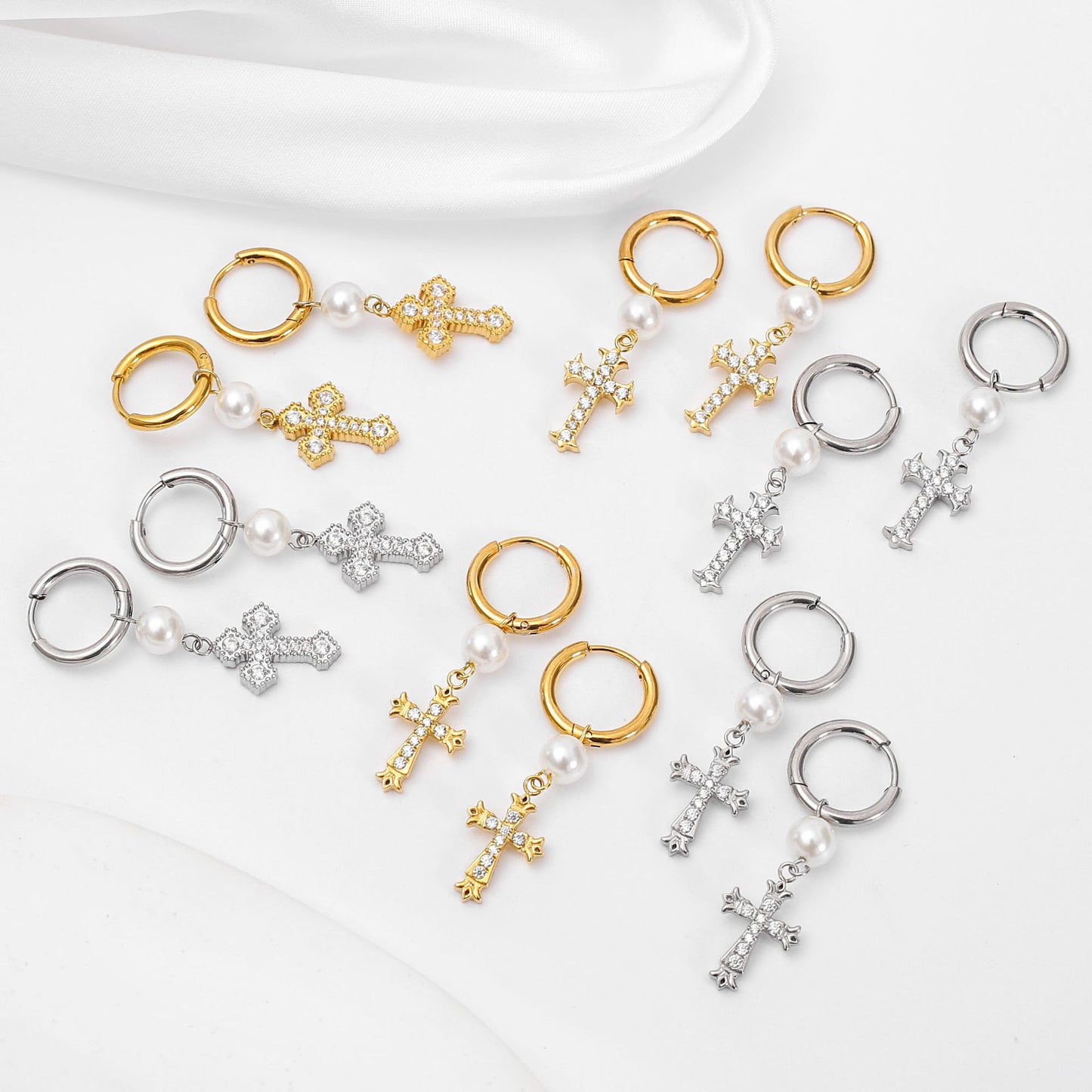 Stainless Steel Jewelry Fashion Cross Earrings