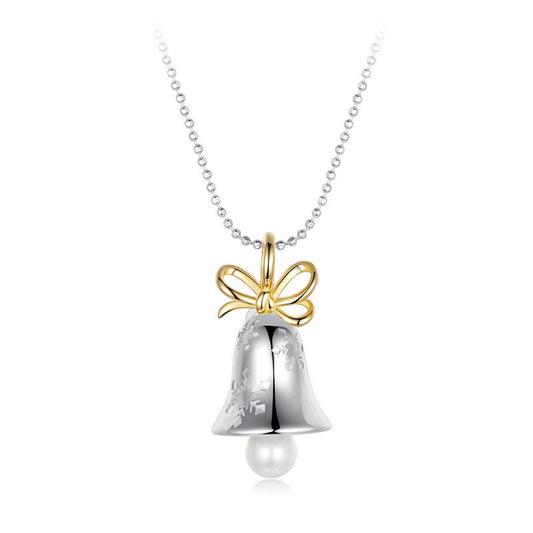 925 Sterling Silver Christmas Bell Fashion Necklace