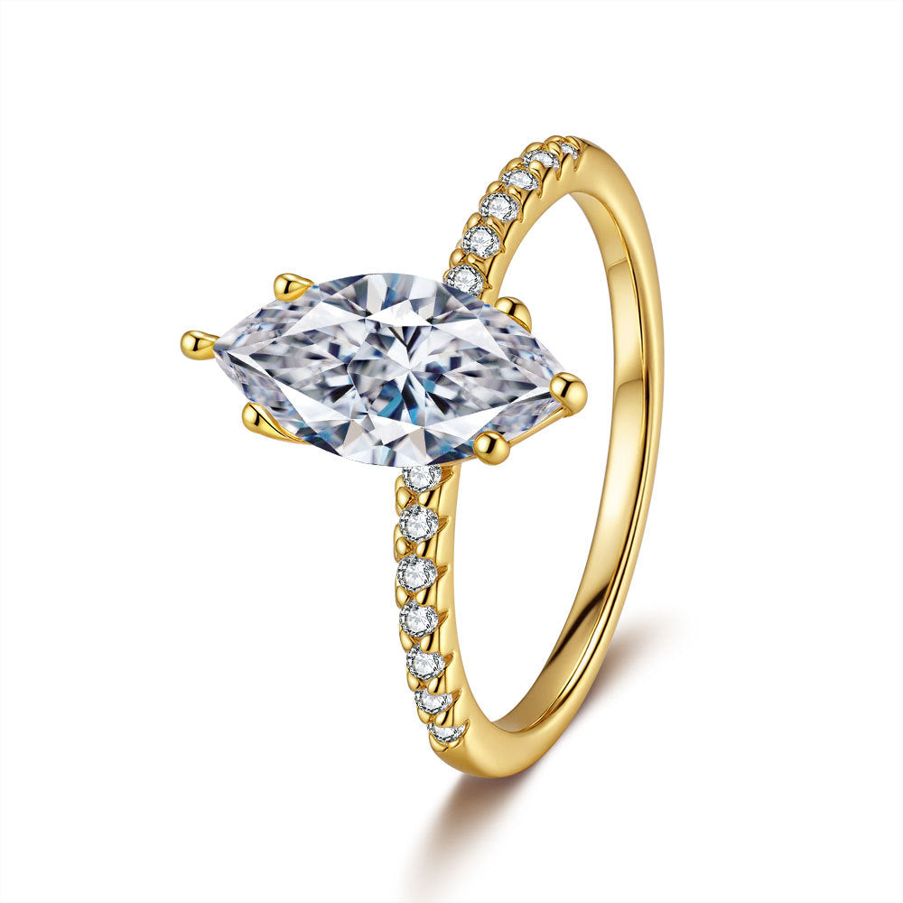 925 Sterling Silver Elegant Gold Plated Zircon Fashion Ring