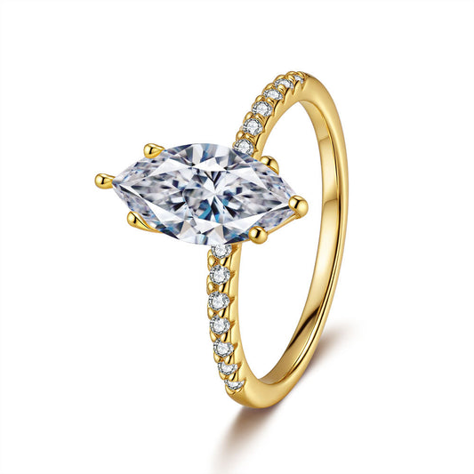 925 Sterling Silver Elegant Gold Plated Zircon Fashion Ring