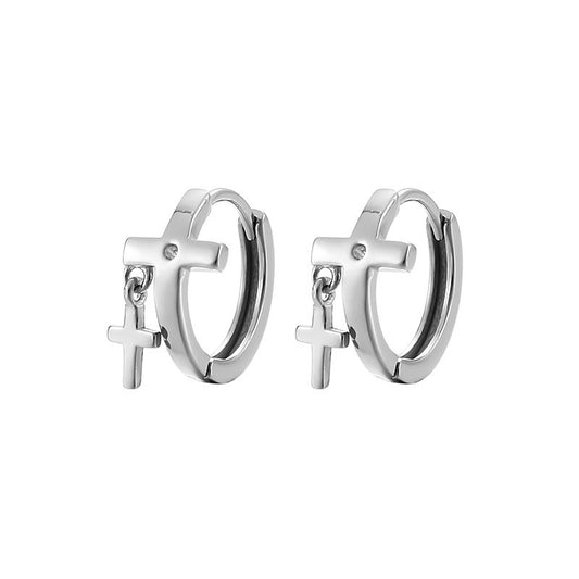 925 Sterling Silver Cross Earrings