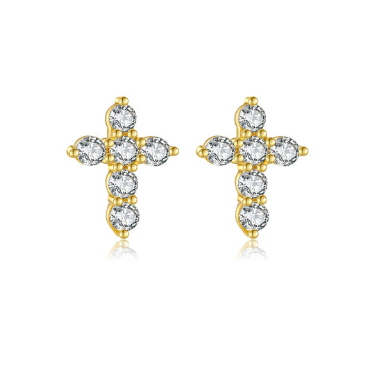 Pendientes de cruz de plata de ley 925