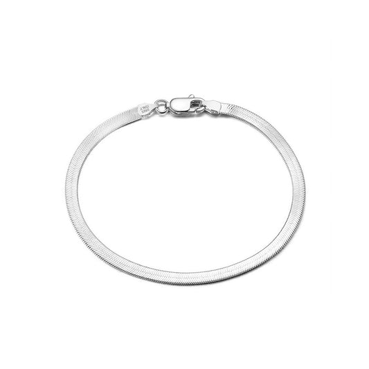 925 Sterling Silver Flat Snake Chain 3mm 4.5mm Bracelet