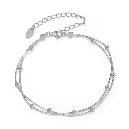 925 Sterling Silver Double Layers Satellite Bracelet