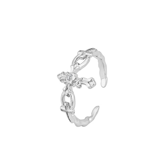 925 Sterling Silver Cross Fashion Ring