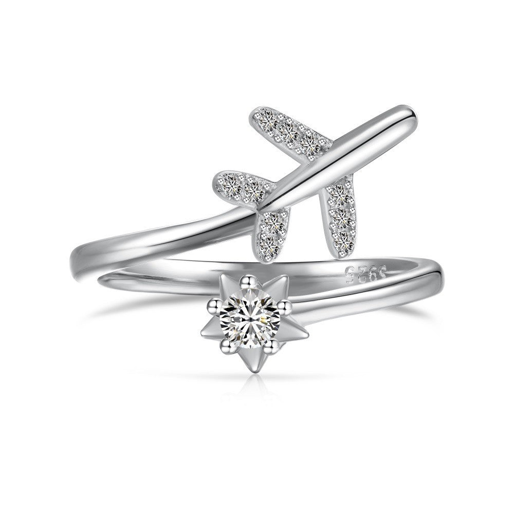 925 Sterling Silver Airplane Fashion Ring