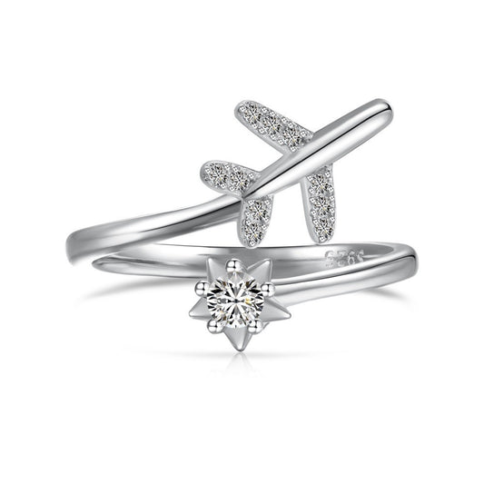 925 Sterling Silver Airplane Fashion Ring