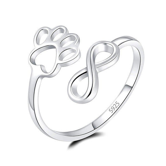 925 Sterling Silver Infinite Paw Fashion Ring