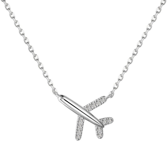 925 Sterling Silver Airplane Fashion Necklace