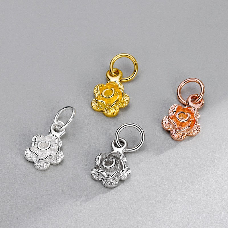 925 Sterling Silver Charm Flower For Jewelry DIY