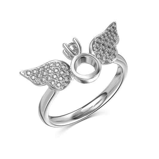 925 Sterling Silver Angel Wing Fashion Ring