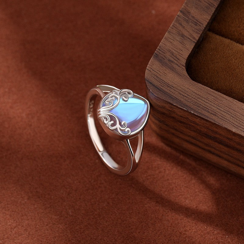 925 Sterling Silver Moonstone Fashion Ring