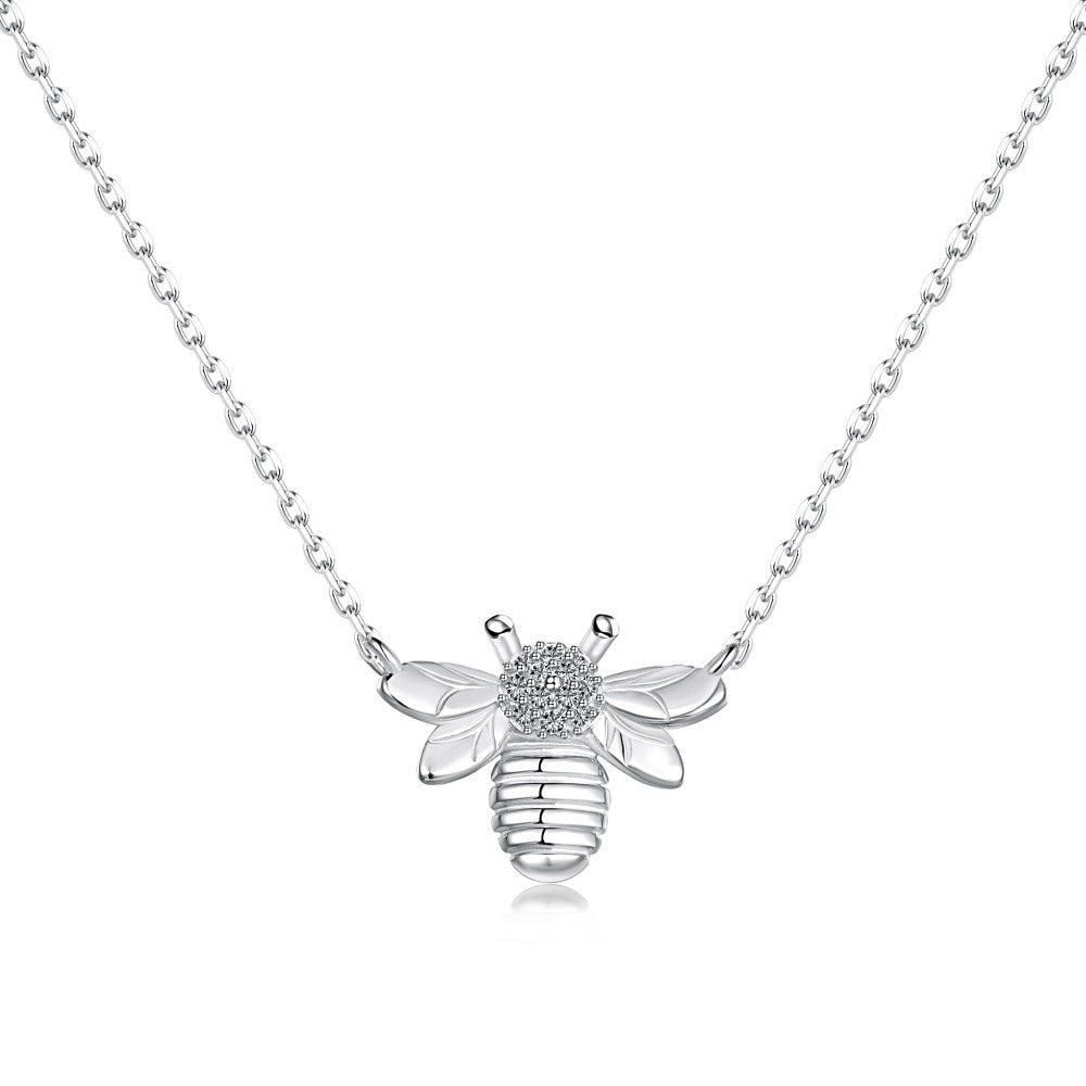 925 Sterling Silver Bee Fashion Pendant Necklace