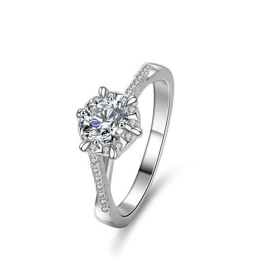 925 Sterling Silver Elegant  Zircon Fashion Engagement Ring
