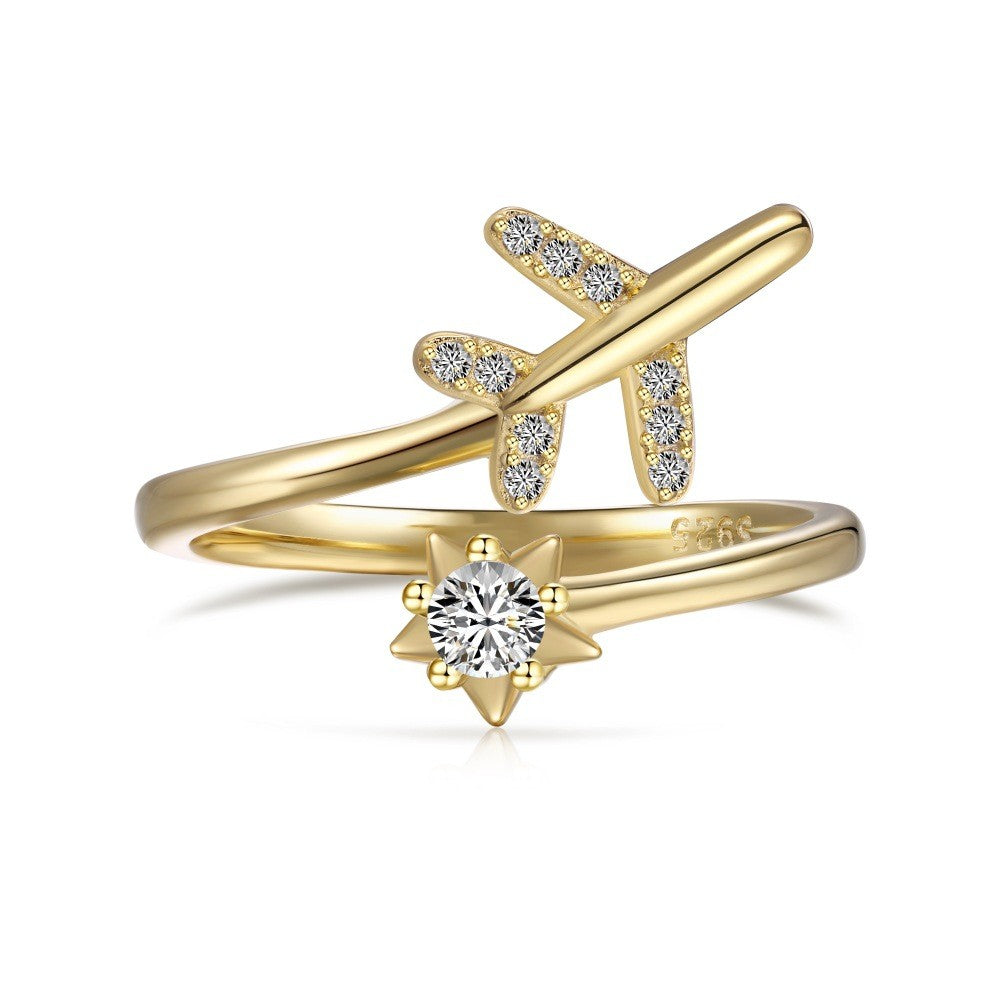 925 Sterling Silver Airplane Fashion Ring