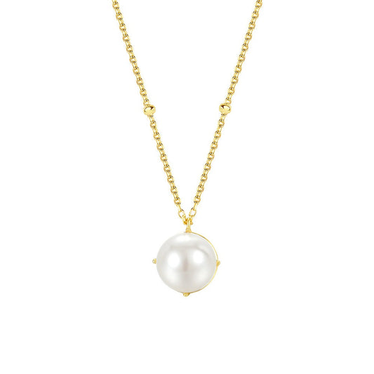 925 Sterling Silver Pearl Necklace Fashion Jewelry Gift for Women Girls