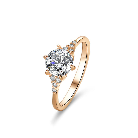 925 Sterling Silver Elegant Rosegold Plated Zircon Fashion Ring