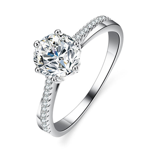 925 Sterling Silver Elegant  Zircon Fashion Engagement Ring