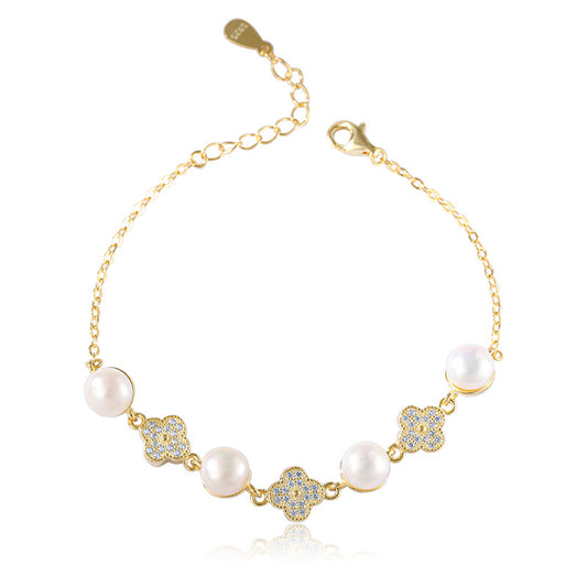 925 Sterling Silver Pearl Fashion Bracelet