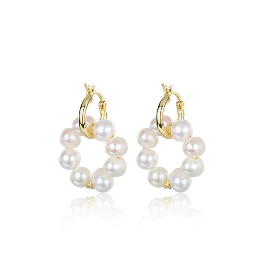 925 Sterling Silver Pearl Earrings Fashion Jewelry Gift for Women Girl