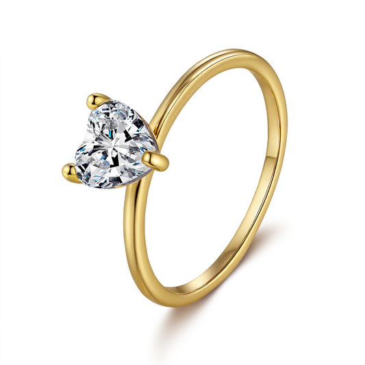 925 Sterling Silver Elegant Gold Plated Zircon Fashion Ring