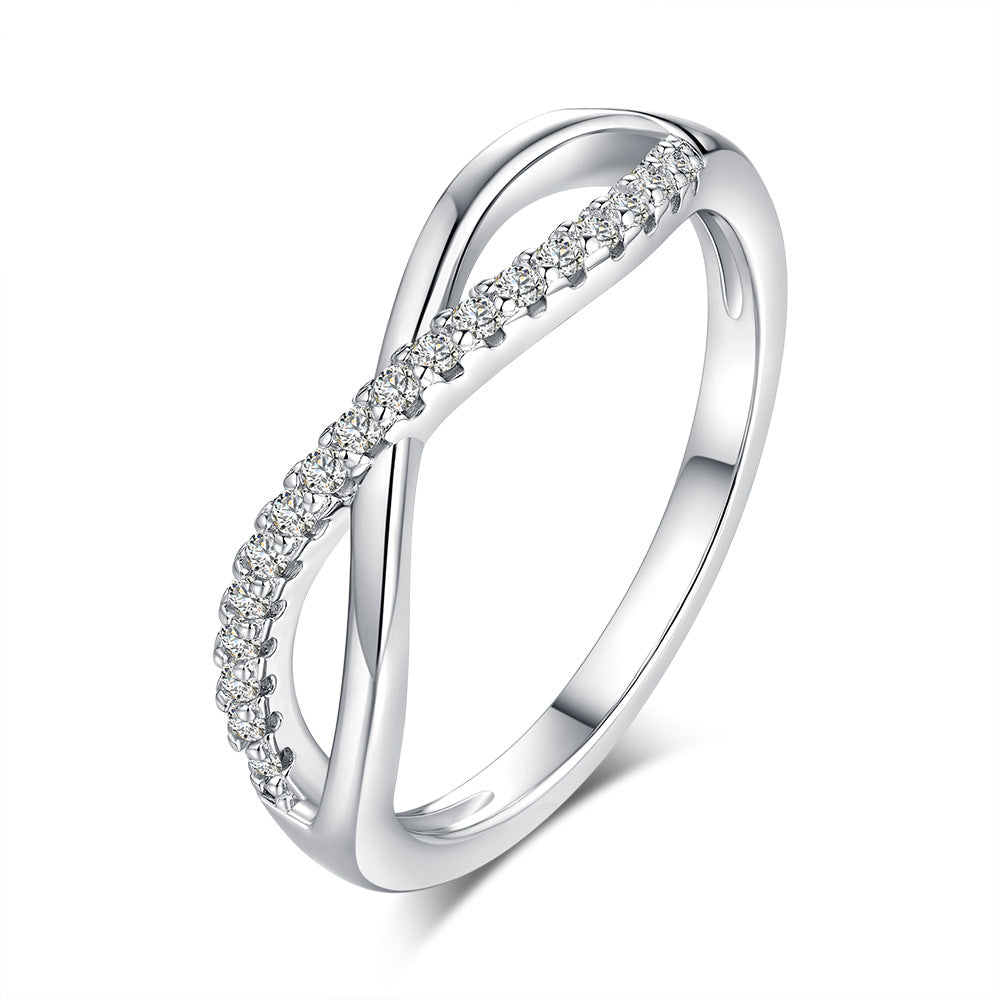 925 Sterling Silver Moissanite Infinity Ring
