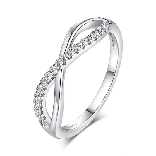 925 Sterling Silver Moissanite Infinity Ring