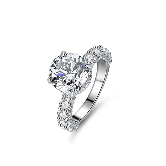 925 Sterling Silver Elegant  Zircon Fashion Engagement Ring