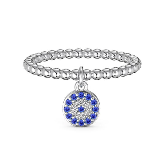 925 Sterling Silver Evil Eye Pendant Fashion Ring