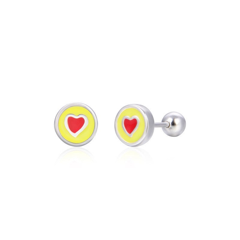 925 Sterling Silver Heart Screwed Earrings