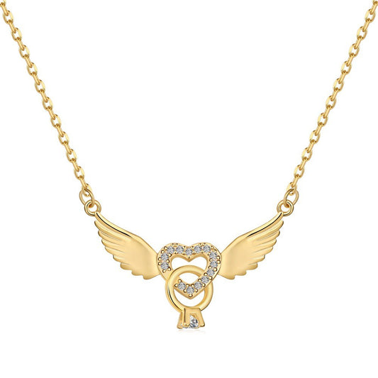 925 Sterling Silver Angel Wings Fashion Necklace